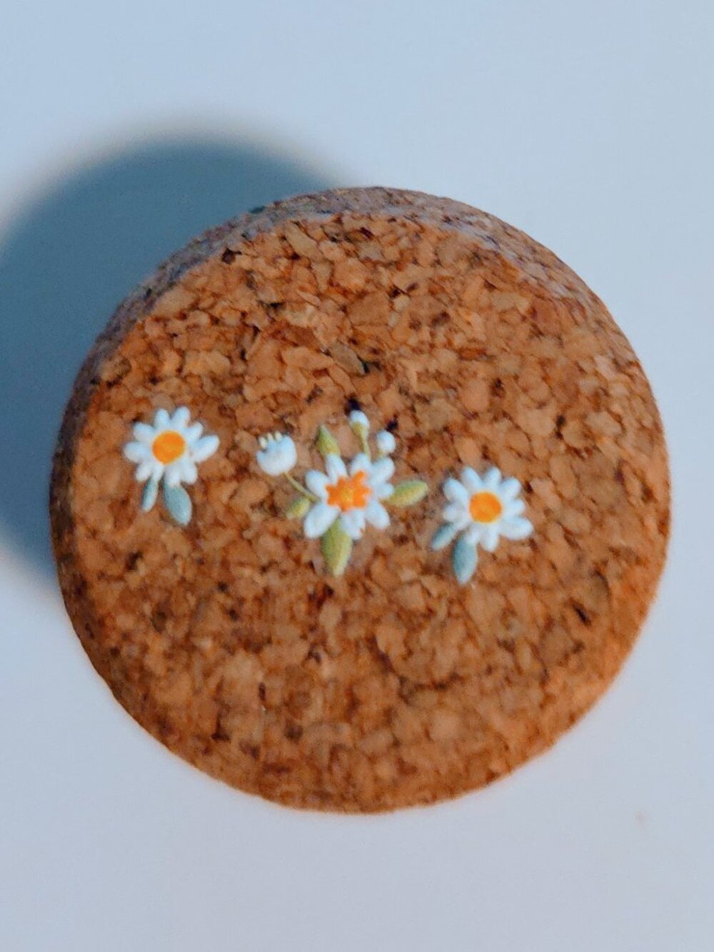 Brand New Hand Crafted Magnet Created from Champagne Cork Featuring Flowers